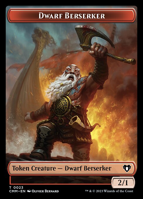 Zombie (0019) // Dwarf Berserker Double-Sided Token [Commander Masters Tokens] Foil