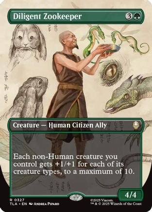 Diligent Zookeeper (Borderless) (327) Foil - Avatar: The Last Airbender