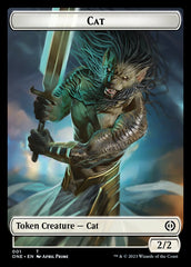 Rebel // Cat Double-Sided Token [Phyrexia: All Will Be One Tokens] | Silver Goblin