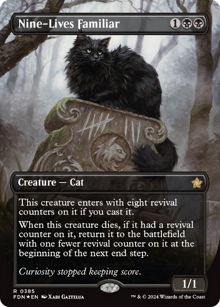 Nine-Lives Familiar (Borderless Mana Foil) [Foundations] | Silver Goblin