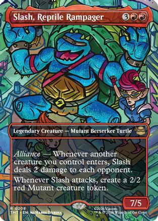 Slash, Reptile Rampager (Borderless) (208) Foil - Teenage Mutant Ninja Turtles