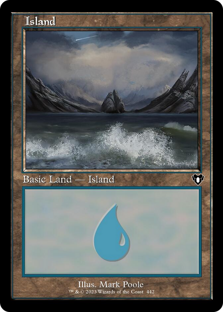 Island (442) (Retro) [Commander Masters] | Silver Goblin
