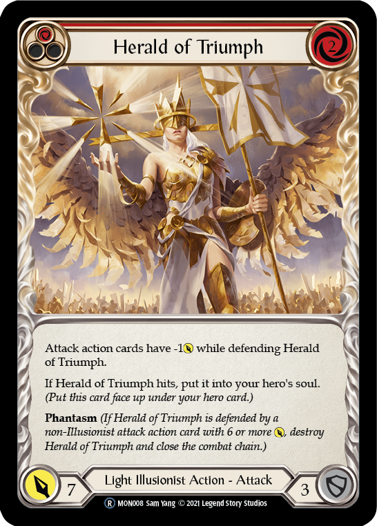 Herald of Triumph (Red) [U-MON008-RF] (Monarch Unlimited)  Unlimited Rainbow Foil | Silver Goblin