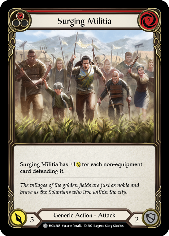 Surging Militia (Red) [MON287-RF] (Monarch)  1st Edition Rainbow Foil | Silver Goblin