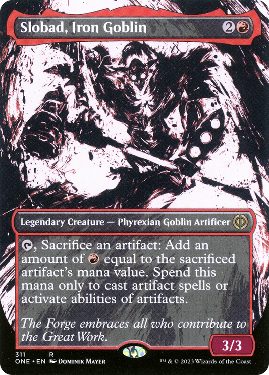 Slobad, Iron Goblin (Borderless Ichor) [Phyrexia: All Will Be One] Foil