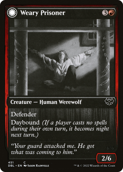 Weary Prisoner // Wrathful Jailbreaker [Innistrad: Double Feature] Foil