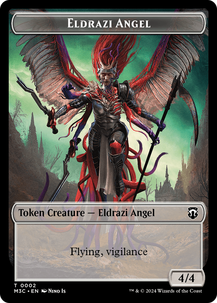 Copy (Ripple Foil) // Eldrazi Angel Double-Sided Token [Modern Horizons 3 Commander Tokens] | Silver Goblin