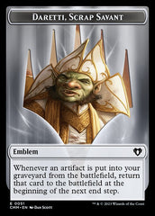 Servo // Emblem - Daretti, Scrap Savant Double-Sided Token [Commander Masters Tokens] | Silver Goblin