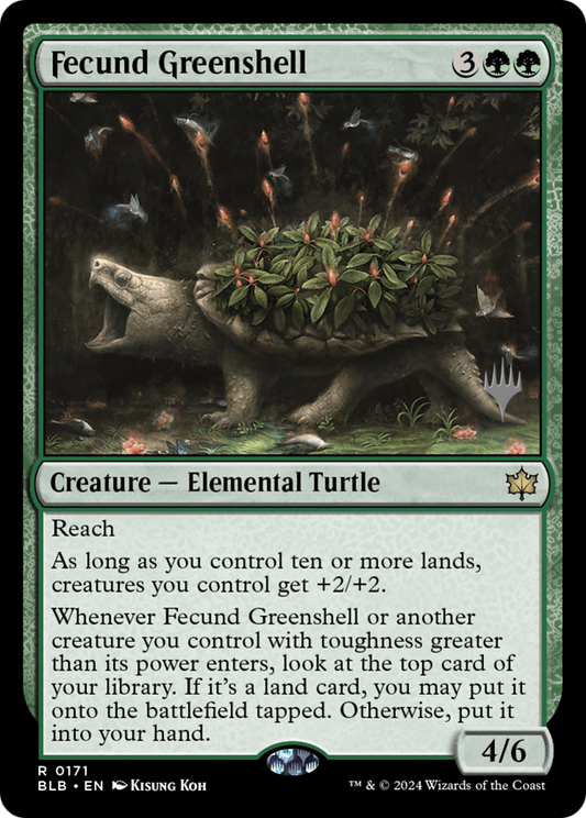 Fecund Greenshell (Promo Pack) [Bloomburrow Promos] Foil