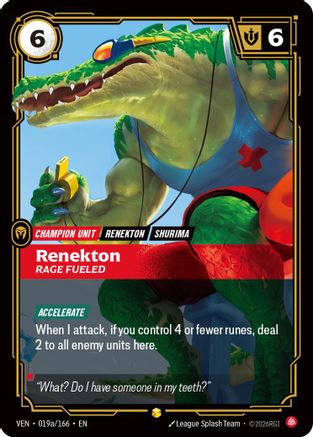 Renekton – Rage Fueled (Alternate Art) (019a) Foil - Vendetta