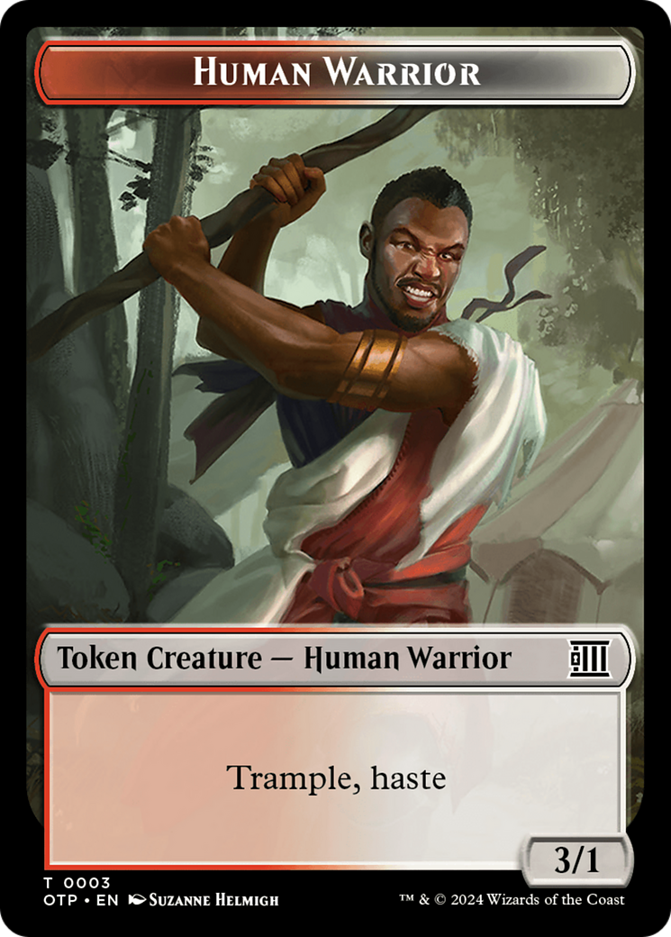 Human Warrior // Plot Double-Sided Token [Outlaws of Thunder Junction: Breaking News Tokens] | Silver Goblin