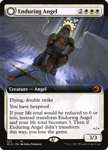 Enduring Angel // Angelic Enforcer (Extended Art) [Innistrad: Midnight Hunt] Foil