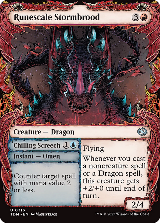 Runescale Stormbrood // Chilling Screech (Showcase) (316) Foil - Tarkir: Dragonstorm