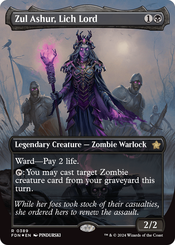 Zul Ashur, Lich Lord (Borderless) (Mana Foil) [Foundations] | Silver Goblin