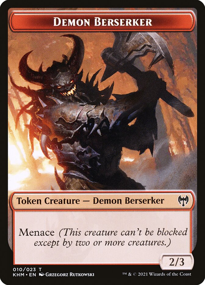 Dwarf Berserker // Demon Berserker Double-Sided Token [Kaldheim Tokens] | Silver Goblin