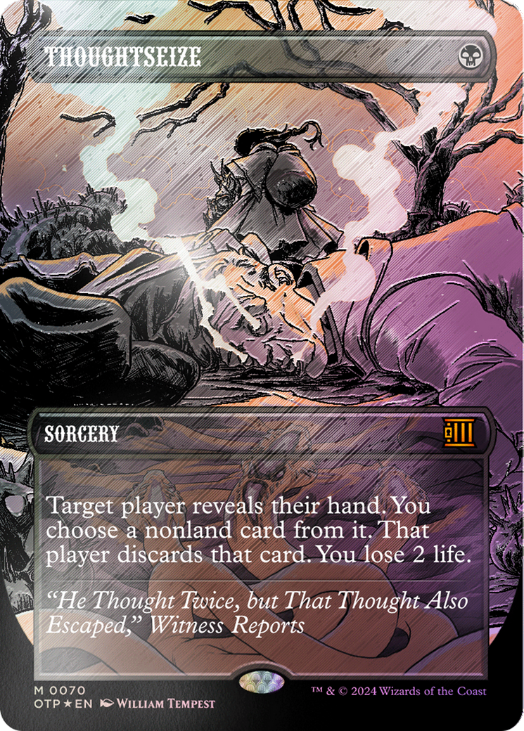 Thoughtseize (Textured Foil) [Outlaws of Thunder Junction: Breaking News] | Silver Goblin
