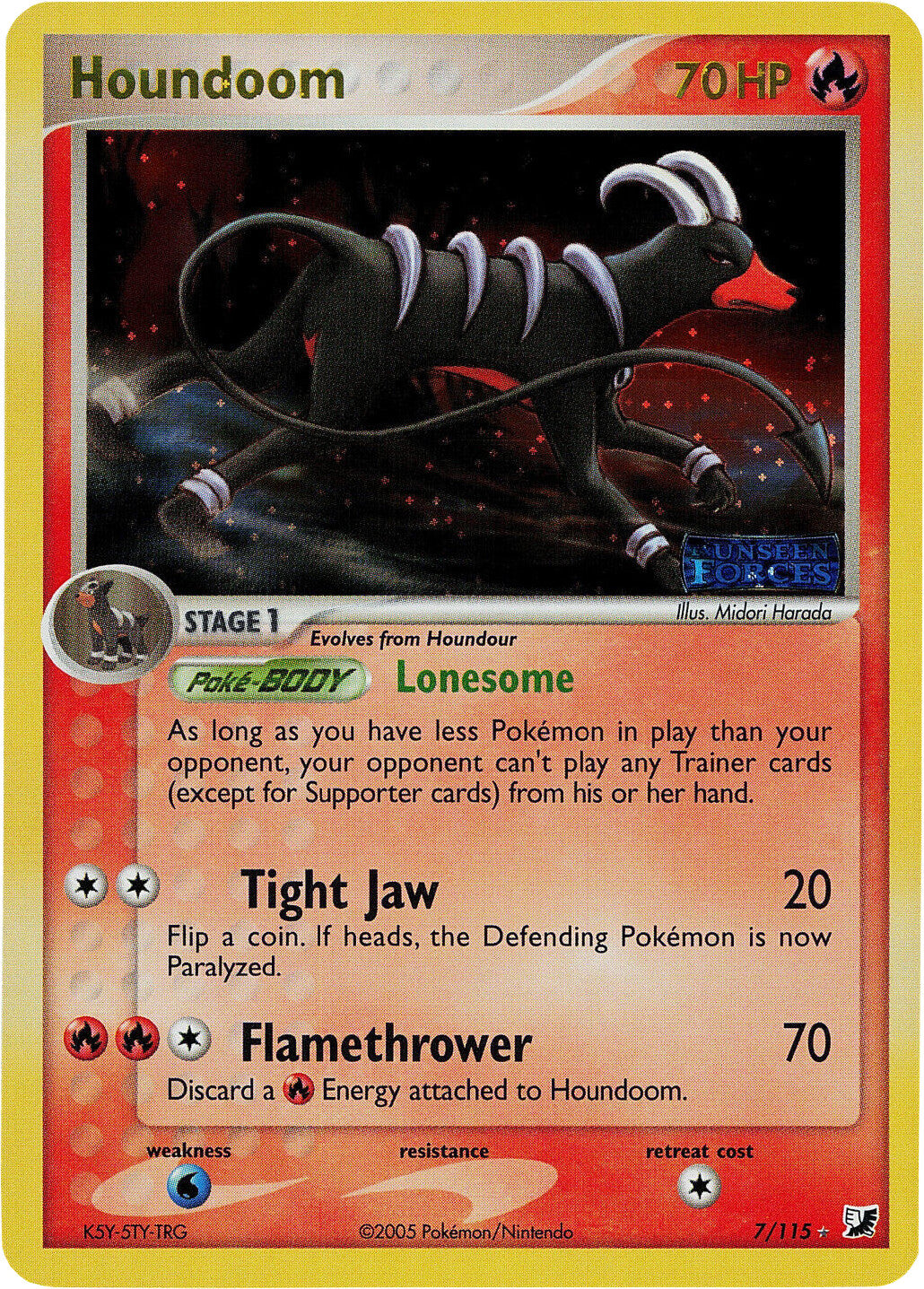 Houndoom (7/115) (Stamped) [EX: Unseen Forces] | Silver Goblin