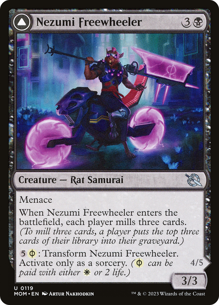 Nezumi Freewheeler // Hideous Fleshwheeler [March of the Machine] Foil