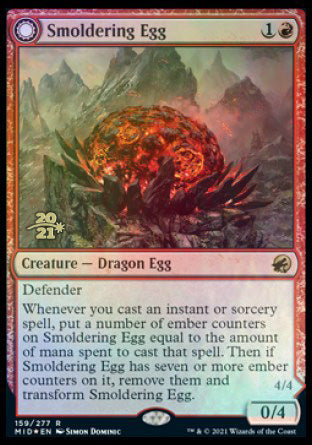 Smoldering Egg // Ashmouth Dragon (159s) Foil - Innistrad: Midnight Hunt Promos
