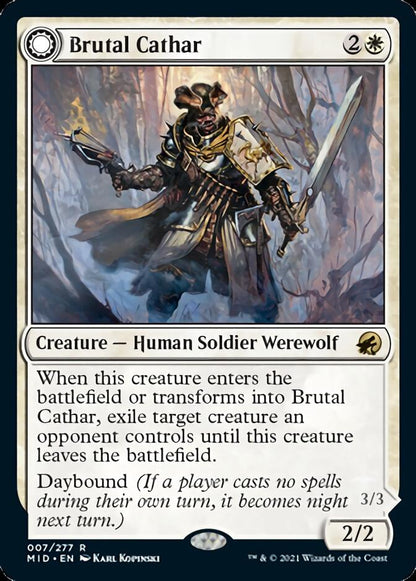 Brutal Cathar // Moonrage Brute [Innistrad: Midnight Hunt] Foil