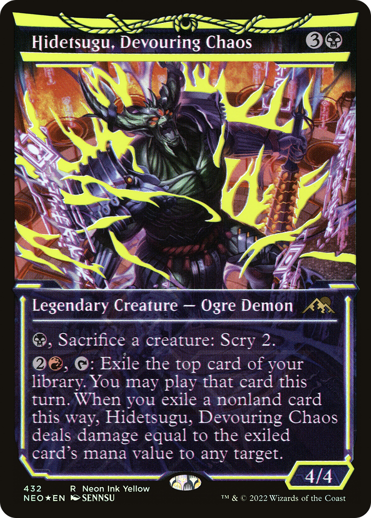 Hidetsugu, Devouring Chaos (Neon Ink Yellow) [Kamigawa: Neon Dynasty] | Silver Goblin