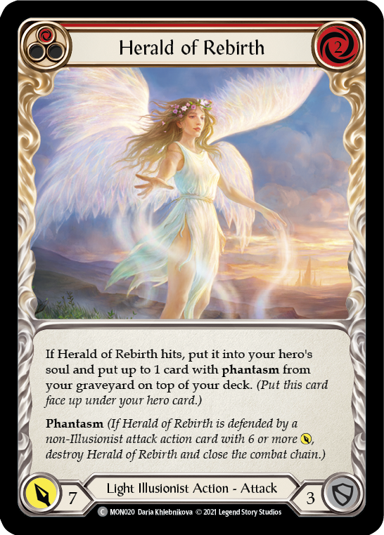 Herald of Rebirth (Red) [MON020-RF] (Monarch)  1st Edition Rainbow Foil | Silver Goblin