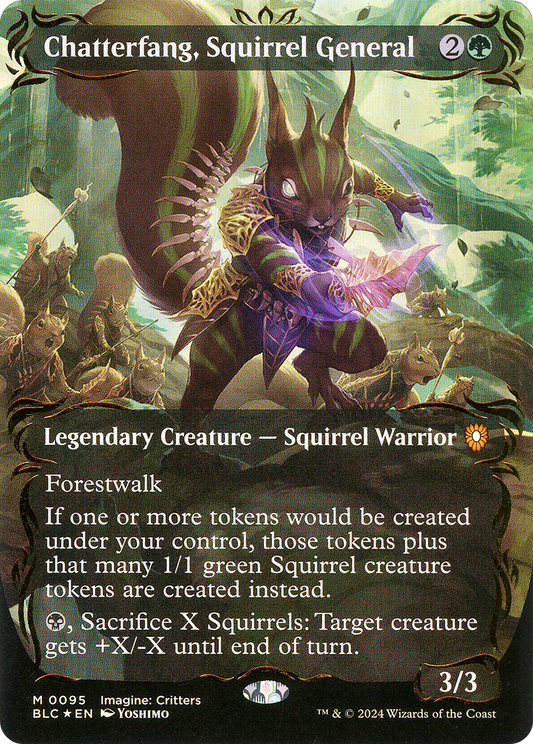 Chatterfang, Squirrel General (Borderless) (Raised Foil) [Bloomburrow Commander]