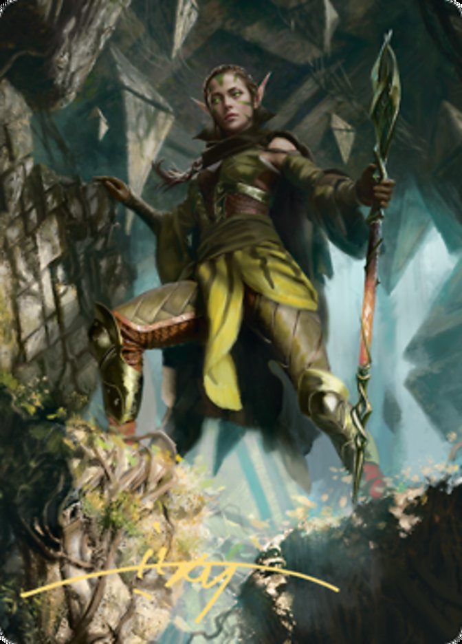 Nissa of Shadowed Boughs 1 Art Card (Gold-Stamped Signature) [Zendikar Rising Art Series] | Silver Goblin