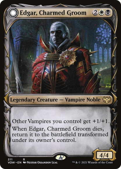 Edgar, Charmed Groom // Edgar Markov's Coffin (Showcase Fang Frame) [Innistrad: Crimson Vow] Foil