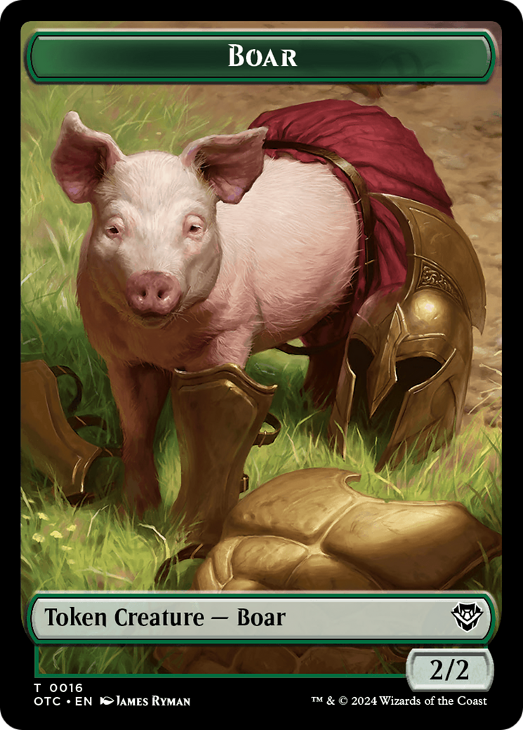 Boar // Manifest Double-Sided Token [Outlaws of Thunder Junction Commander Tokens] | Silver Goblin