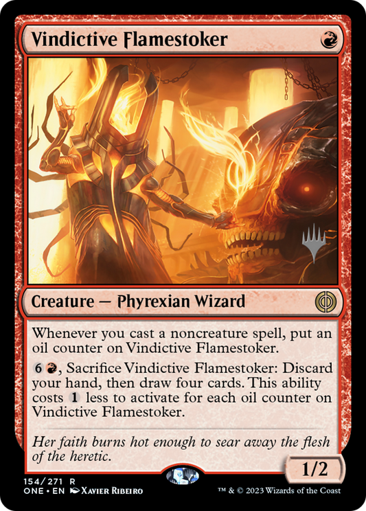 Vindictive Flamestoker (Promo Pack) [Phyrexia: All Will Be One Promos] Foil