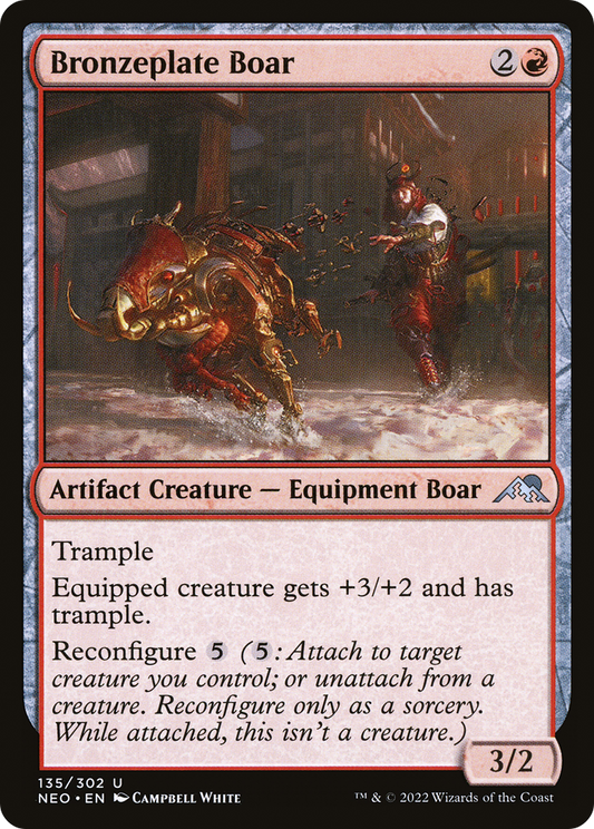 Bronzeplate Boar [Kamigawa: Neon Dynasty] Foil