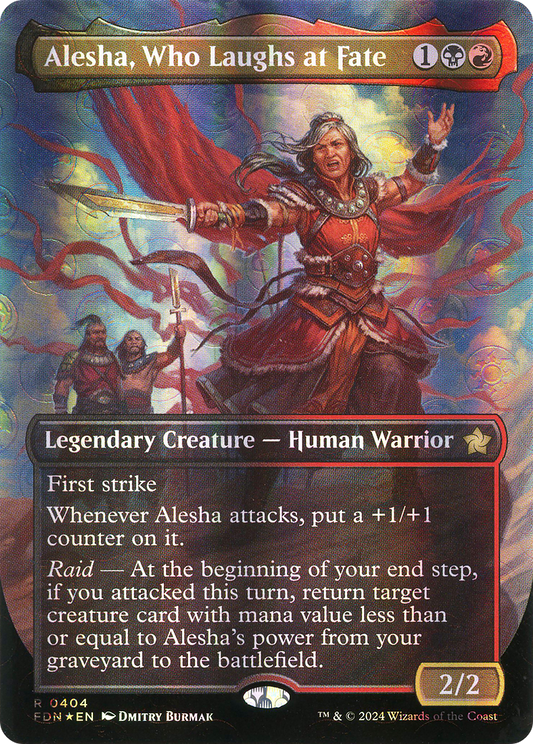 Alesha, Who Laughs at Fate (Borderless) (Mana Foil) [Foundations]