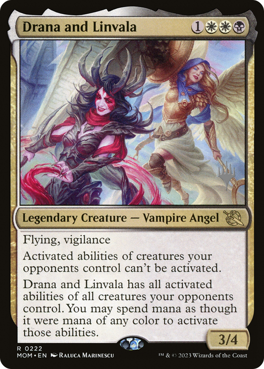 Drana and Linvala (Promo Pack) [March of the Machine Promos] Foil