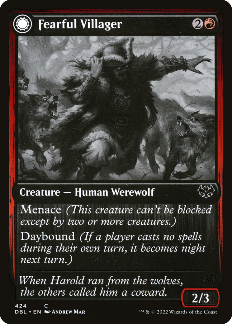 Fearful Villager // Fearsome Werewolf [Innistrad: Double Feature] Foil