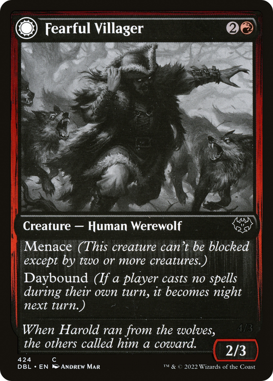 Fearful Villager // Fearsome Werewolf [Innistrad: Double Feature] Foil