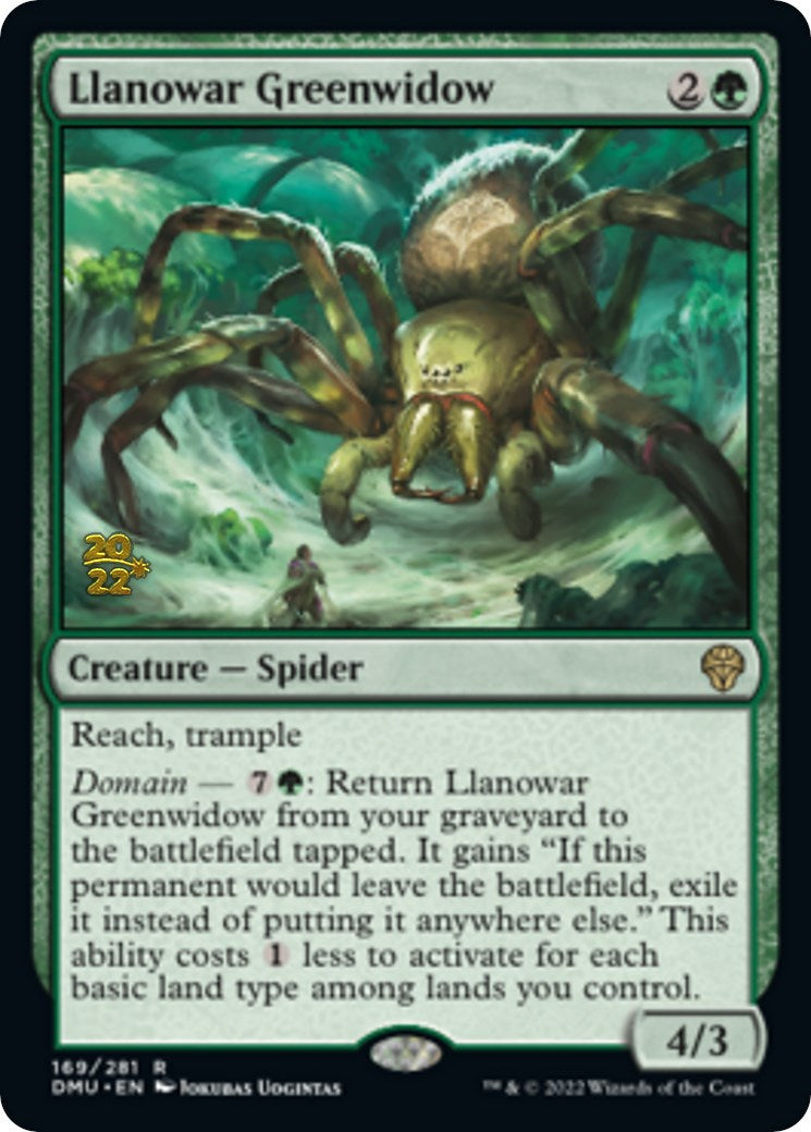 Llanowar Greenwidow [Dominaria United Prerelease Promos] | Silver Goblin