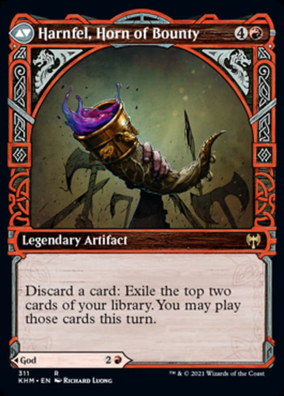 Birgi, God of Storytelling // Harnfel, Horn of Bounty (Showcase) [Kaldheim] Foil