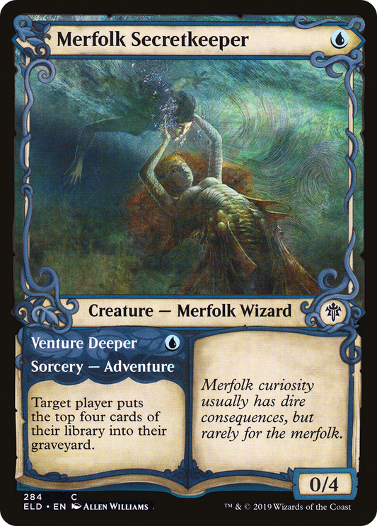 Merfolk Secretkeeper // Venture Deeper (Showcase) [Throne of Eldraine] Foil