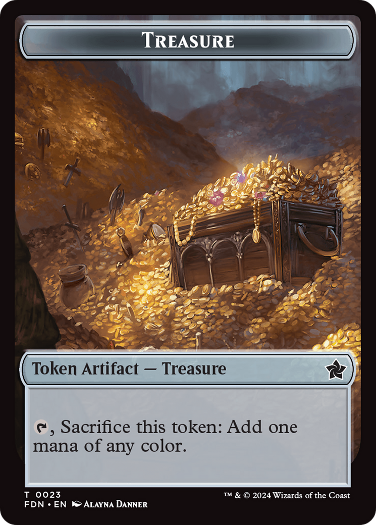 Goblin // Treasure Double-Sided Token [Foundations Tokens] | Silver Goblin