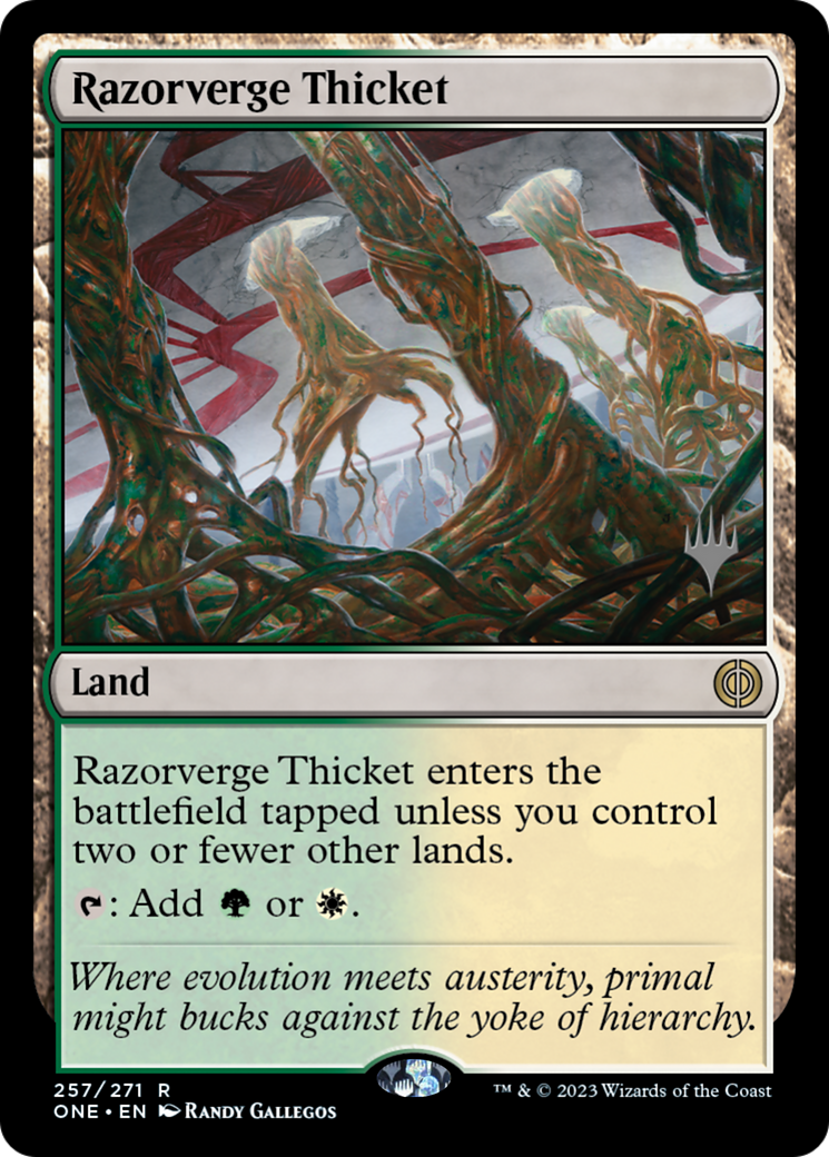 Razorverge Thicket (Promo Pack) [Phyrexia: All Will Be One Promos] Foil