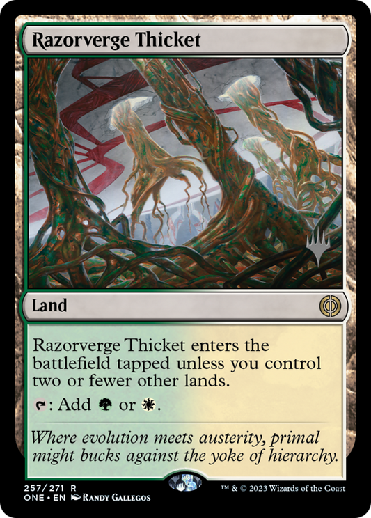 Razorverge Thicket (Promo Pack) [Phyrexia: All Will Be One Promos] Foil