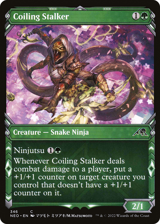 Coiling Stalker (Showcase Ninja) [Kamigawa: Neon Dynasty] Foil