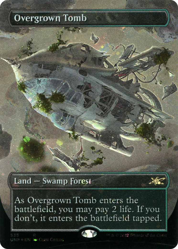 Overgrown Tomb (Borderless) (Galaxy Foil) [Unfinity] | Silver Goblin