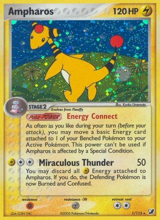 Ampharos (1/115) (Stamped) [EX: Unseen Forces] | Silver Goblin