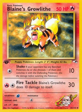 Blaine's Growlithe (35) (35) Unlimited - Gym Heroes