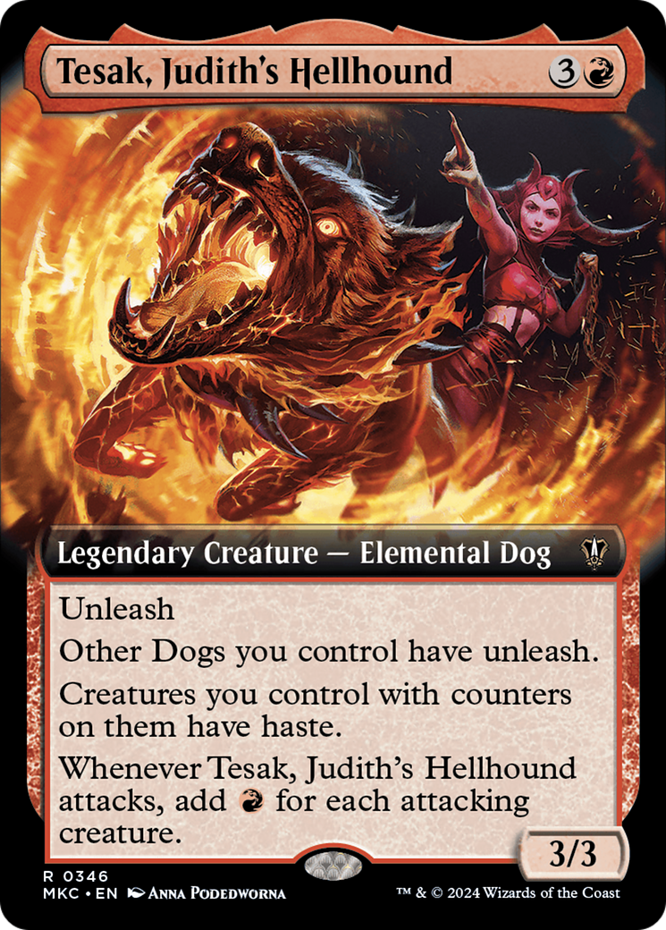 Tesak, Judith's Hellhound (Extended Art) [Murders at Karlov Manor Commander] | Silver Goblin