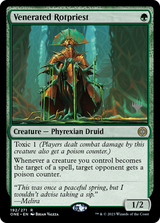 Venerated Rotpriest (Promo Pack) [Phyrexia: All Will Be One Promos] Foil
