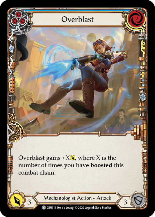 Overblast (Blue) 1st Edition Rainbow Foil (CRU114) - Crucible of War