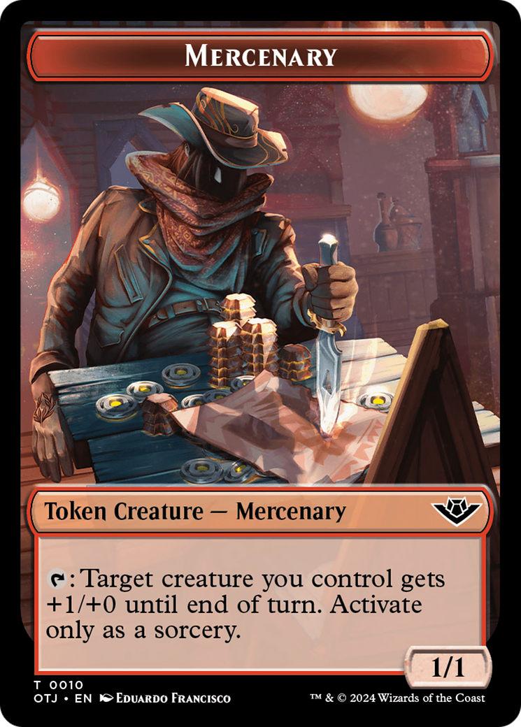 Mercenary // Treasure Double-Sided Token [Outlaws of Thunder Junction Tokens] | Silver Goblin